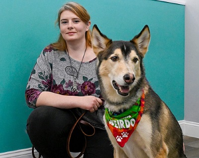 Carrie Schneider with her dog